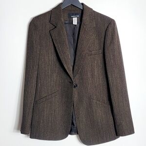 Vintage Jones New York Brown Cream Carrer Office Work Women's Blazer Size 6